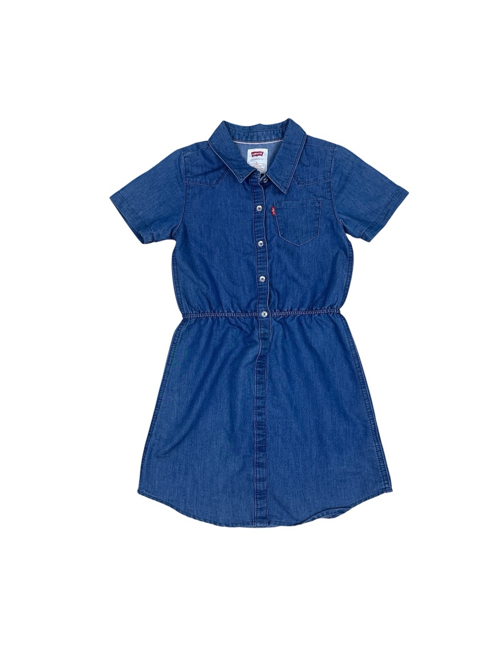 Levi's Girls Blue Short-Sleeve Chambray Denim Dress
